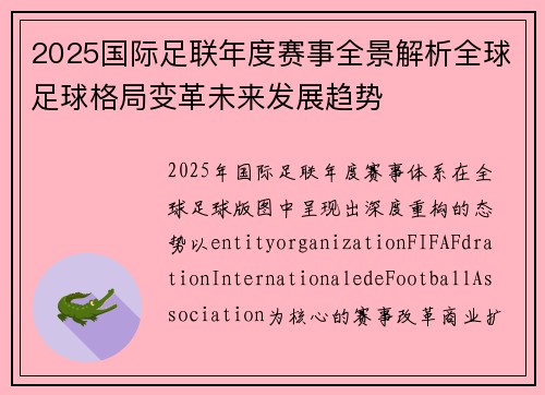 2025国际足联年度赛事全景解析全球足球格局变革未来发展趋势